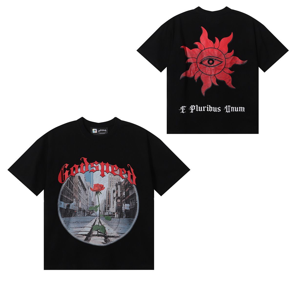 Brand Skull And Rose Print Casual Short-Sleeve T-Shirt, Same Style For Couples_viptrois.com