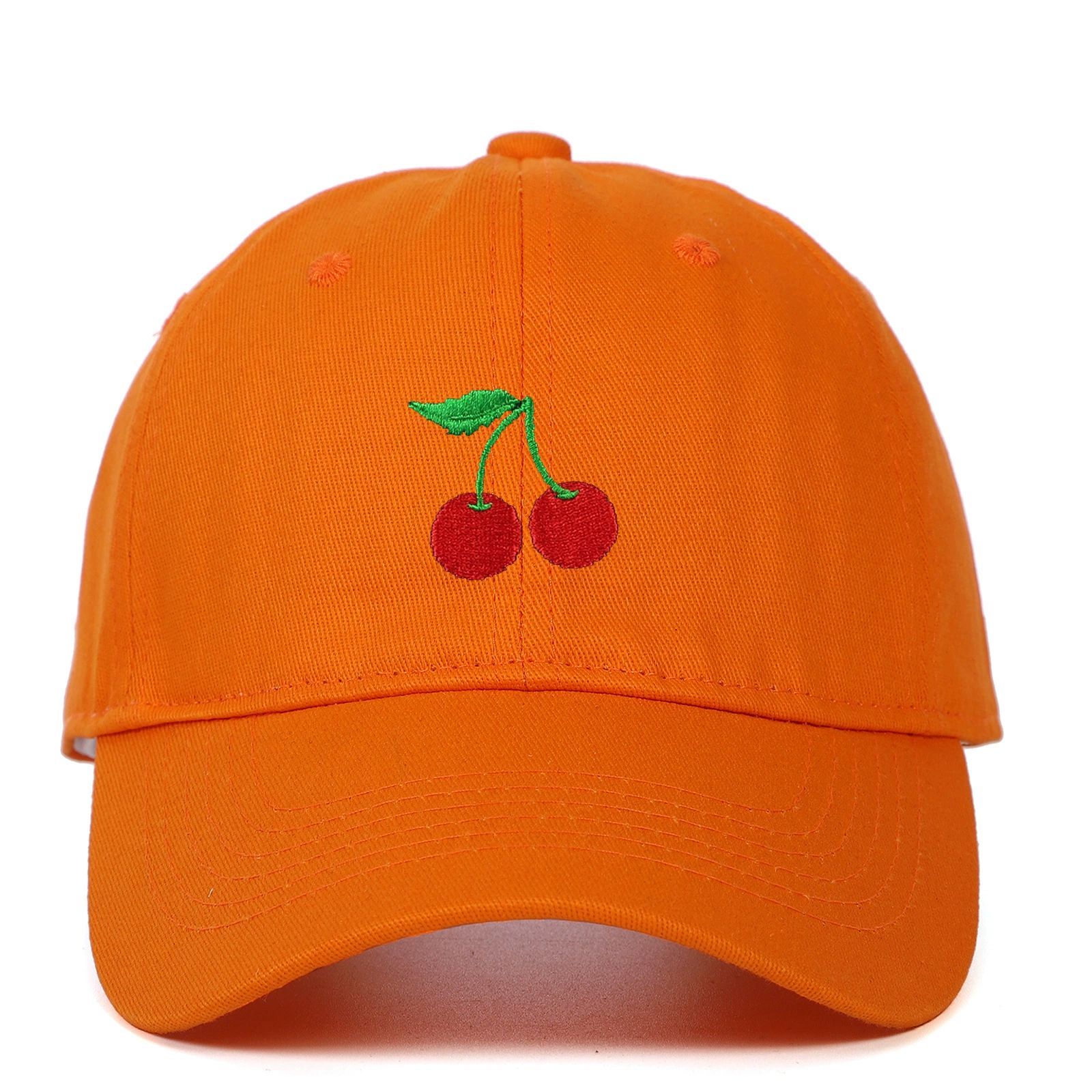 B0110 Berretto da baseball morbido per uomo e donna, nuovo berretto a becco d'anatra con ricamo di ciliegie, protezione solare per viaggi all'aperto_voghion.com