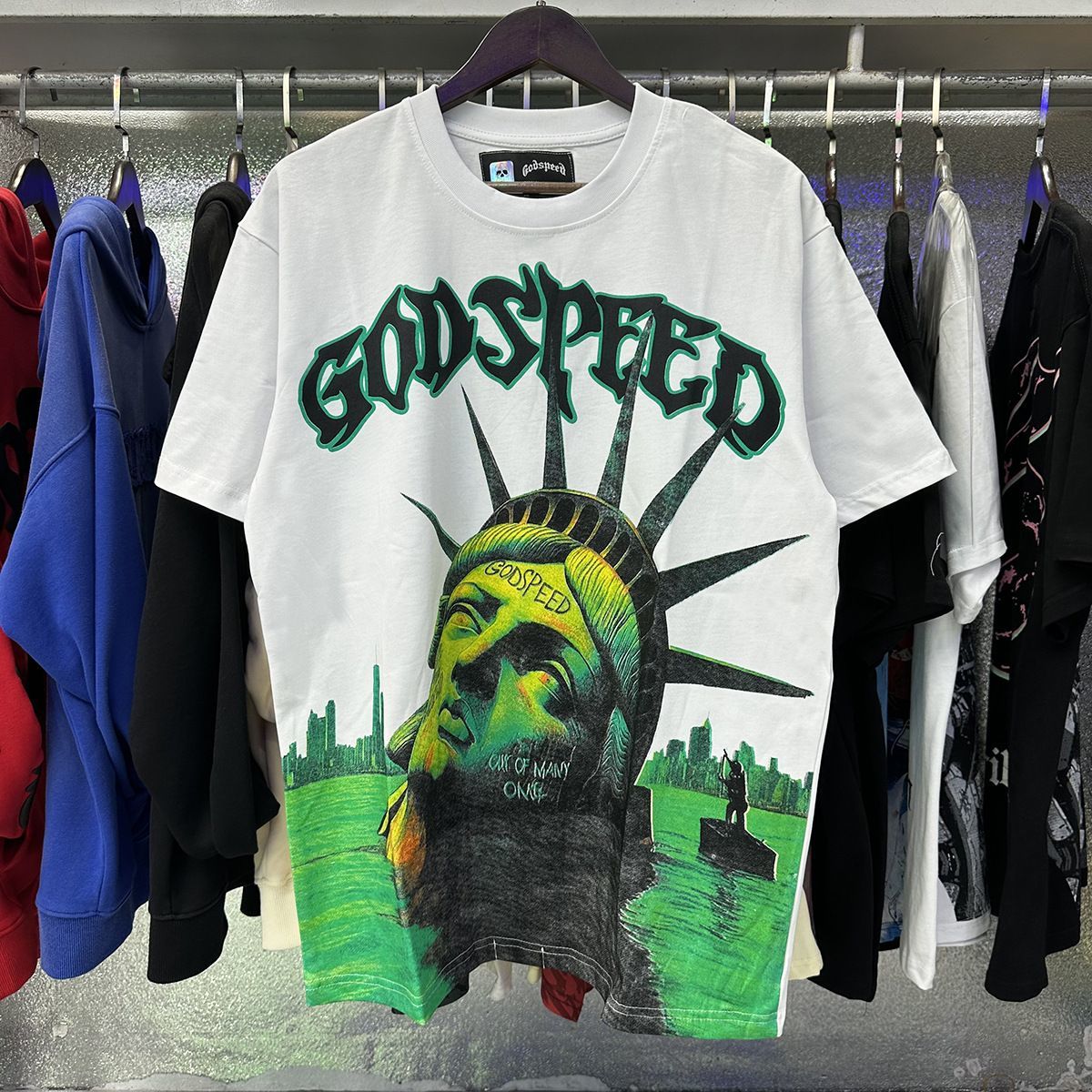American Fashion High-Quality Street Retro Skull Print Loose Fit Trendy Unisex Short Sleeve T-Shirt_viptrois.com