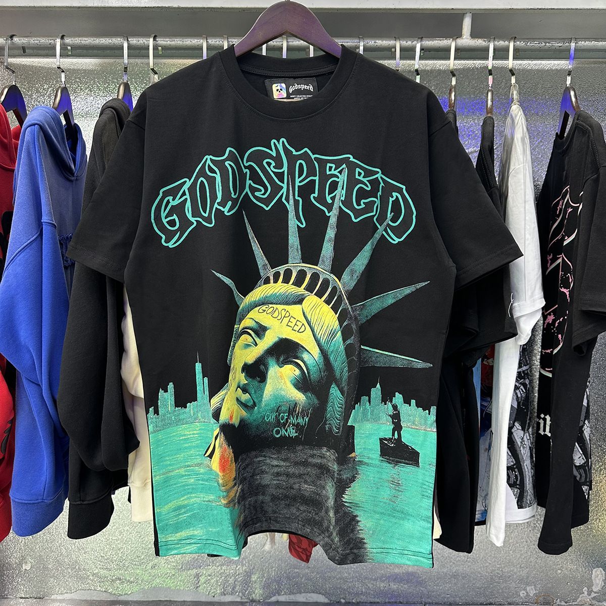 American Fashion High-Quality Street Retro Skull Print Loose Fit Trendy Unisex Short Sleeve T-Shirt_viptrois.com