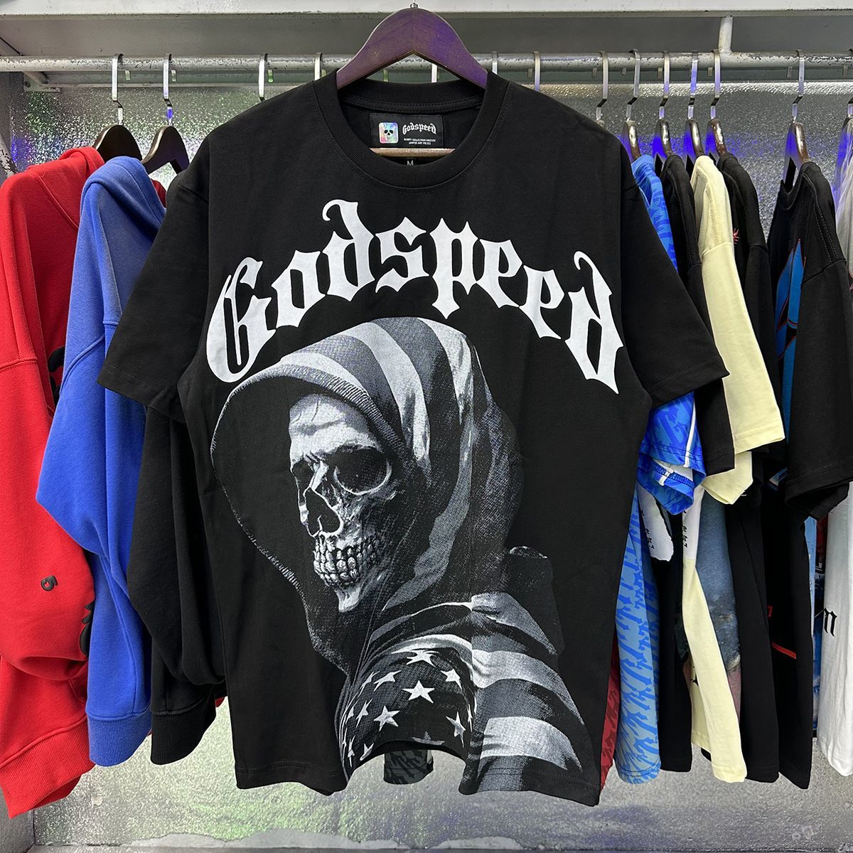 American Fashion High-Quality Street Retro Skull Print Loose Fit Trendy Unisex Short Sleeve T-Shirt_viptrois.com
