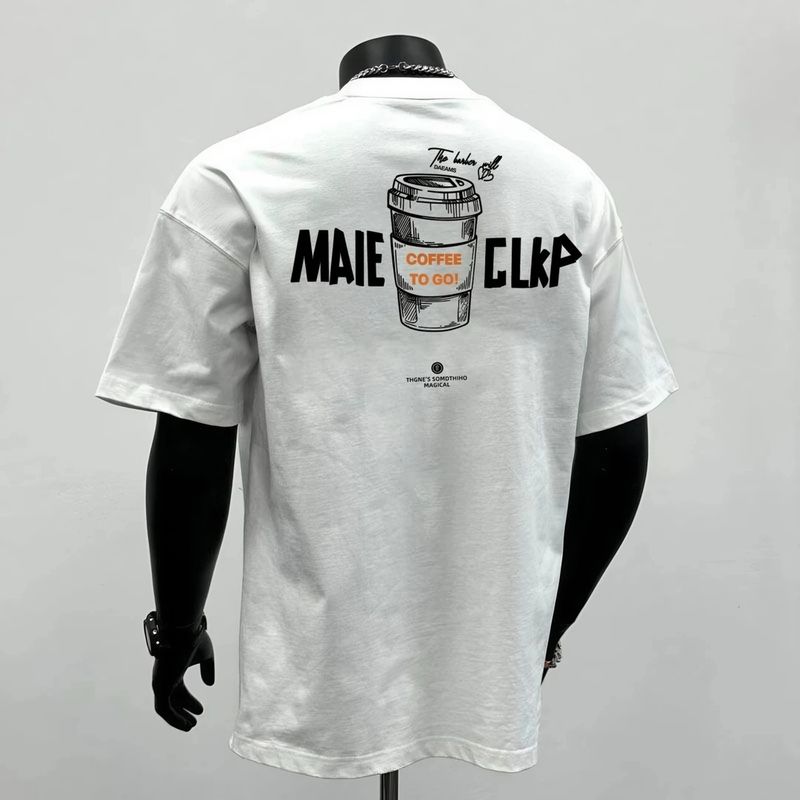 奥特莱斯~品牌外贸大码2~300斤高级感潮纯棉短袖t恤男士上衣体恤