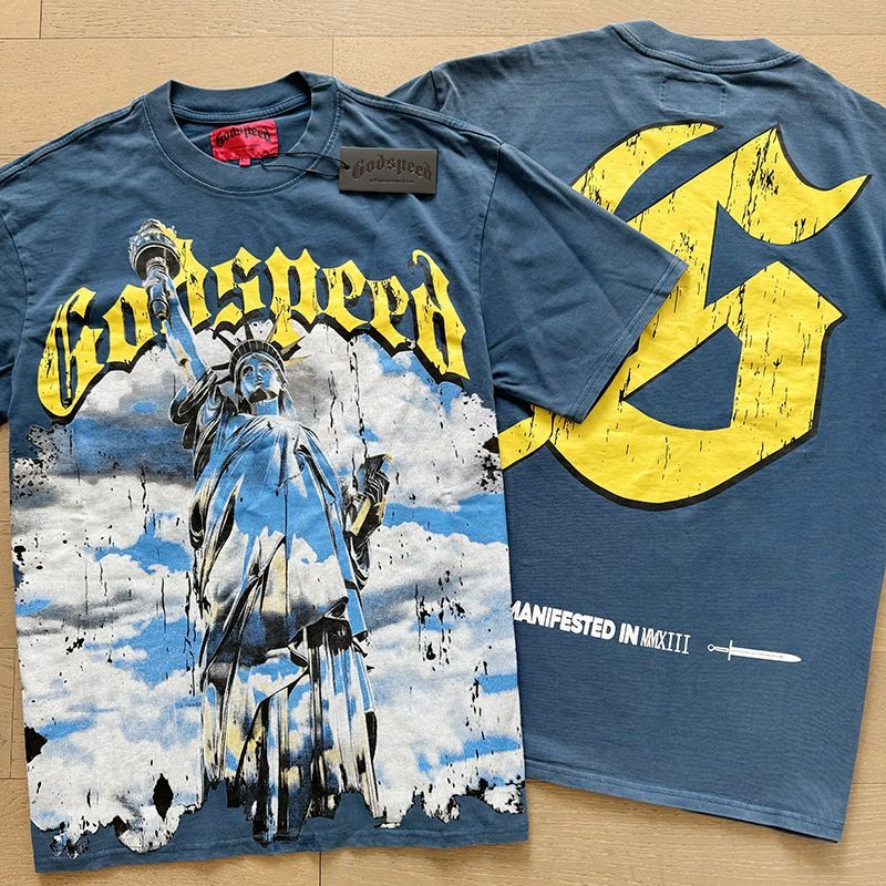 High Street Trendy Brand Heavy-Duty Washed Distressed Skull Letter Print_viptrois.com