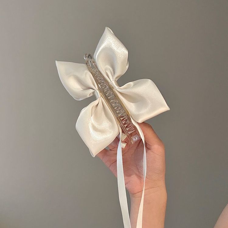 Fermaglio a banana con fiocco in raso stile coreano donna_voghion.com