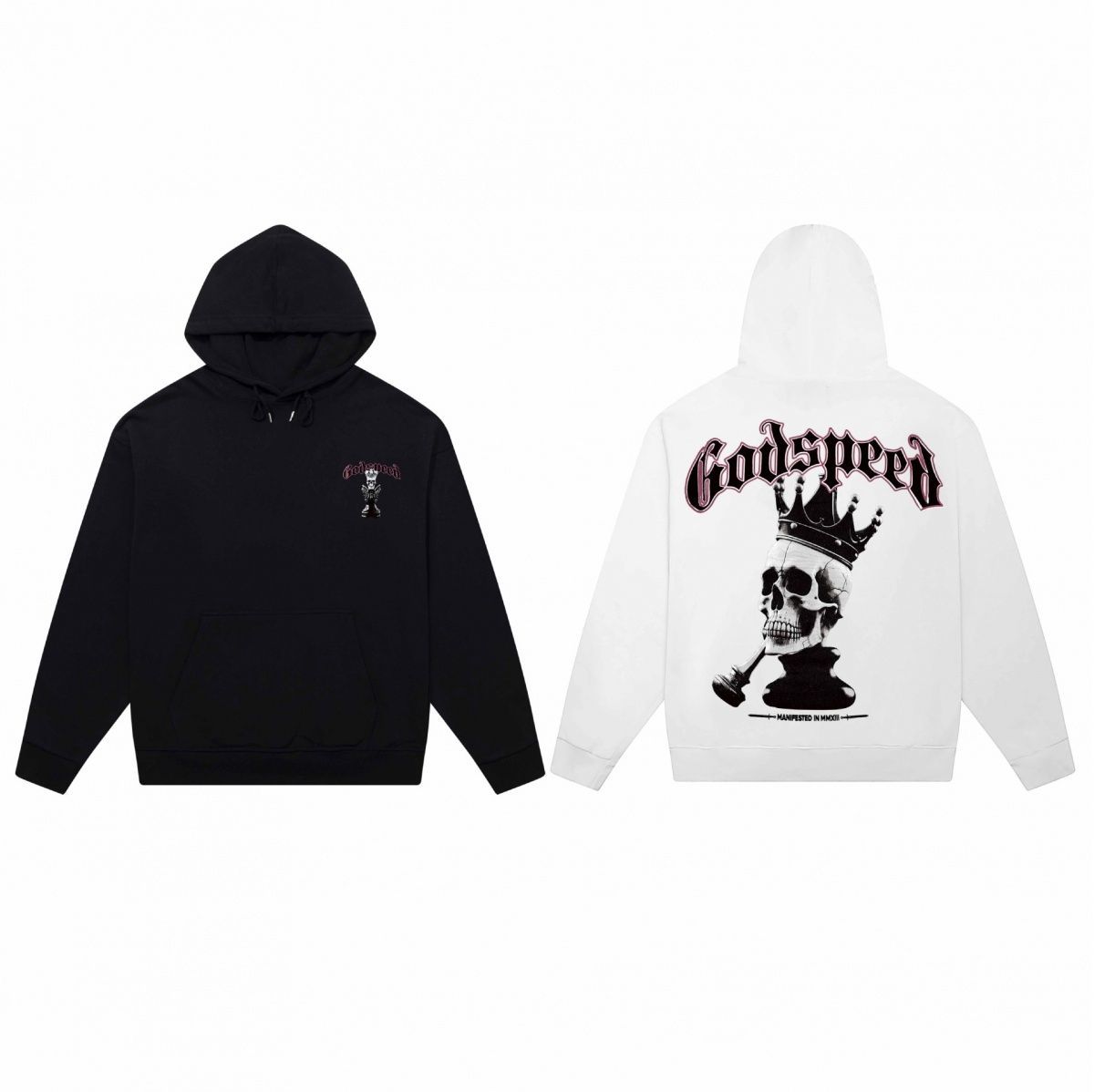 Trendy Brand Skull Print Heavy Cotton Unisex High Street Hooded Sweatshirt Long Sleeve Fashion_viptrois.com