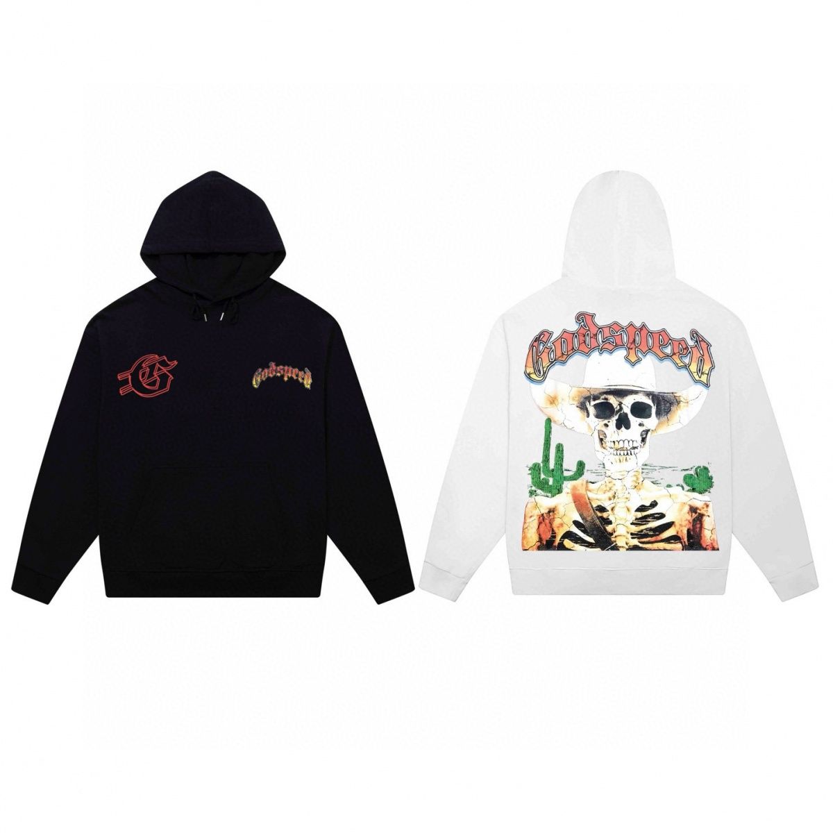 Sudadera con capucha unisex trendy estampado calavera algodón_voghion.com