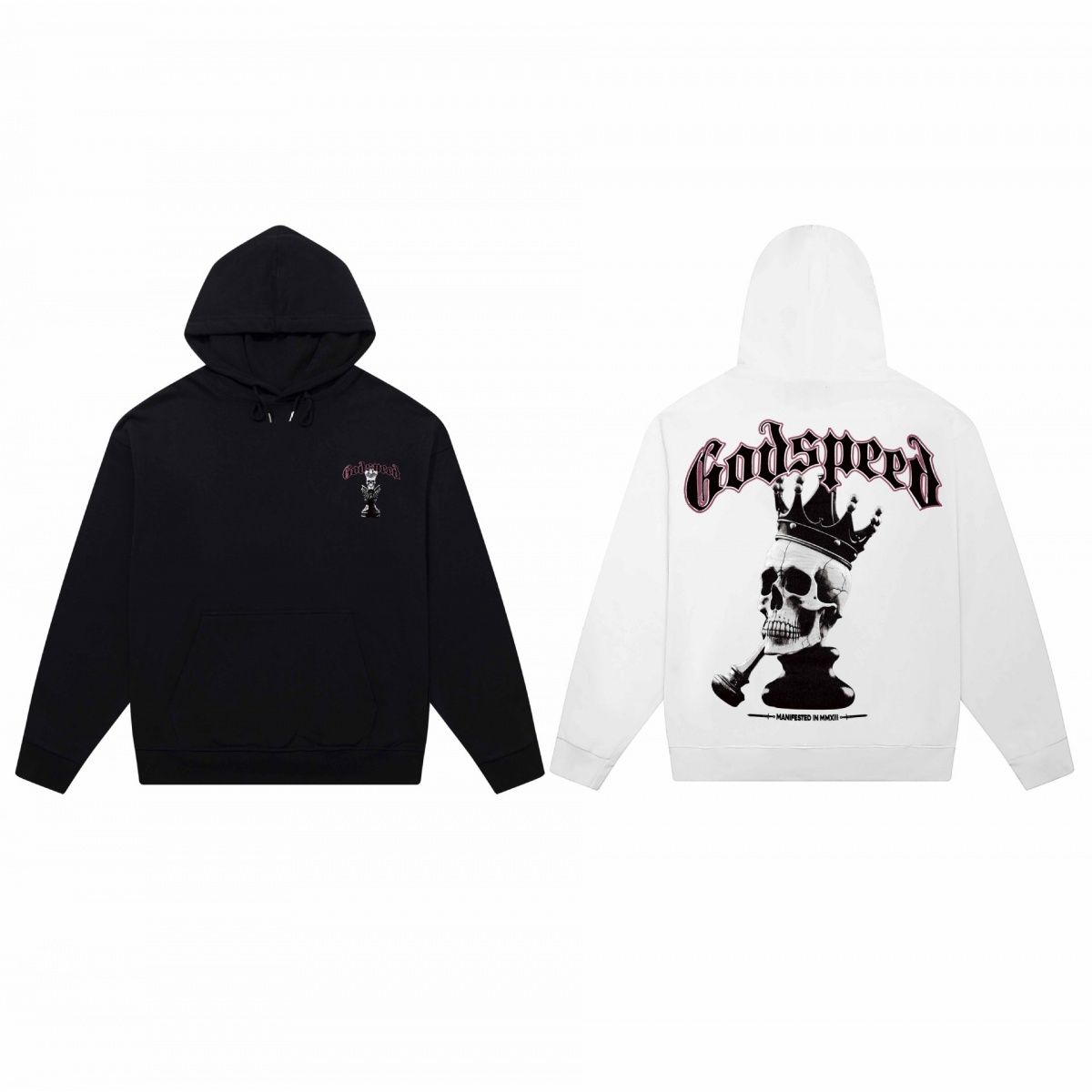 Trendy Brand Skull Print Heavy Cotton Unisex High Street Hooded Sweatshirt Long Sleeve Fashion_viptrois.com
