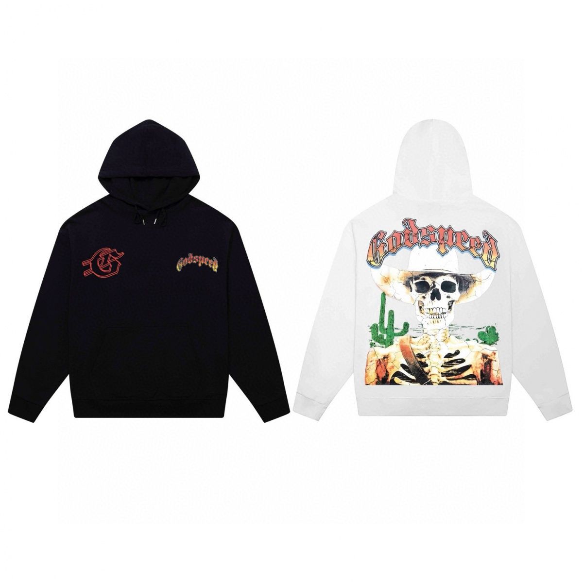 Sudadera con capucha unisex estampado calavera algodón pesado_voghion.com