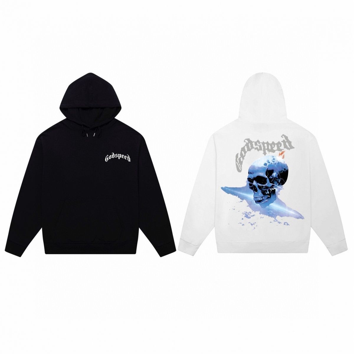 Sudadera con capucha unisex estampado calavera algodón pesado_voghion.com