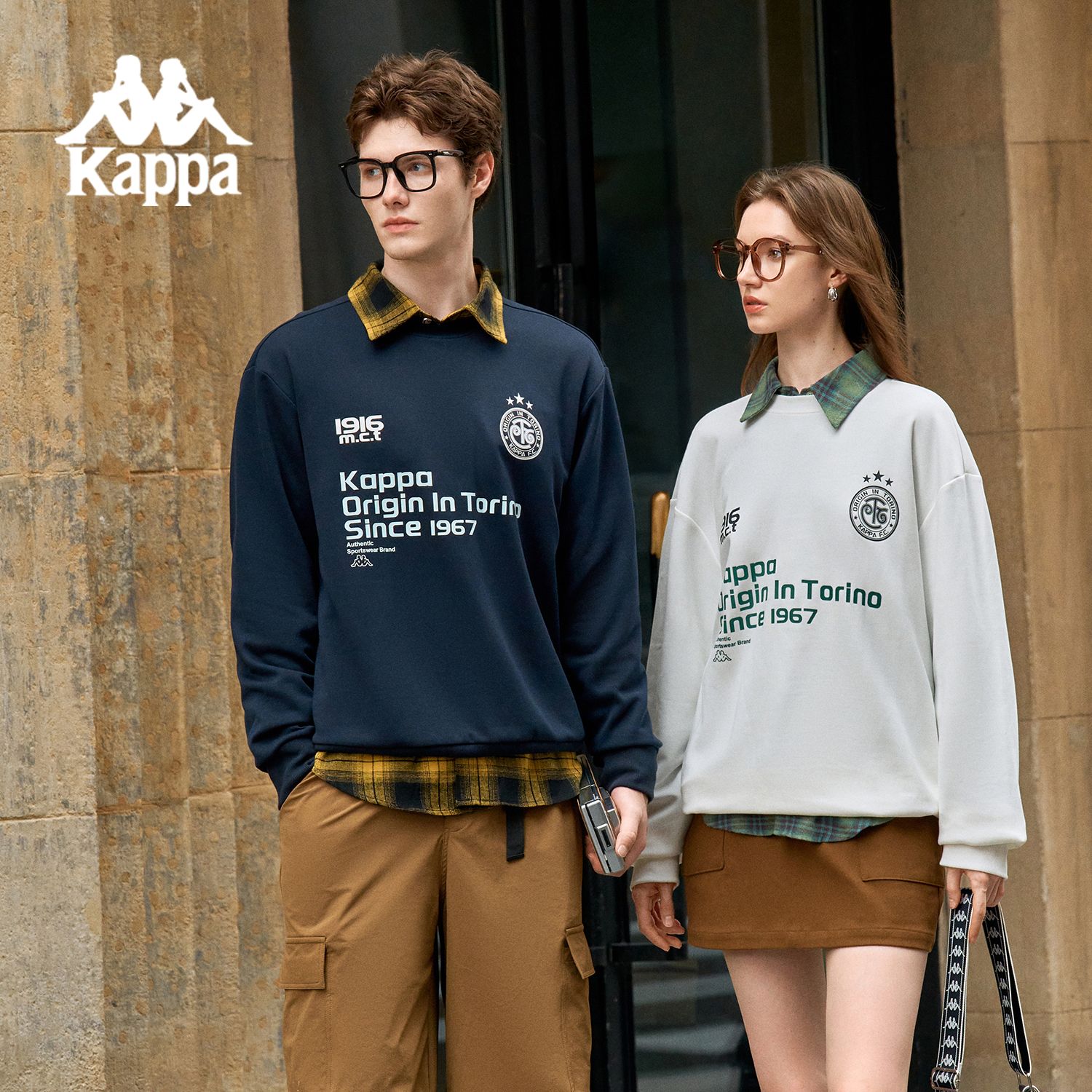 Kappa卡帕背靠背秋季新款运动卫衣男宽松休闲长袖套头衫上衣女款