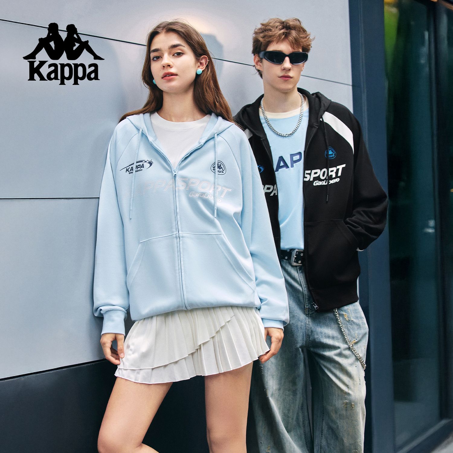 Kappa卡帕背靠背运动外套女秋季新款复古赛车针织开衫男运动上衣