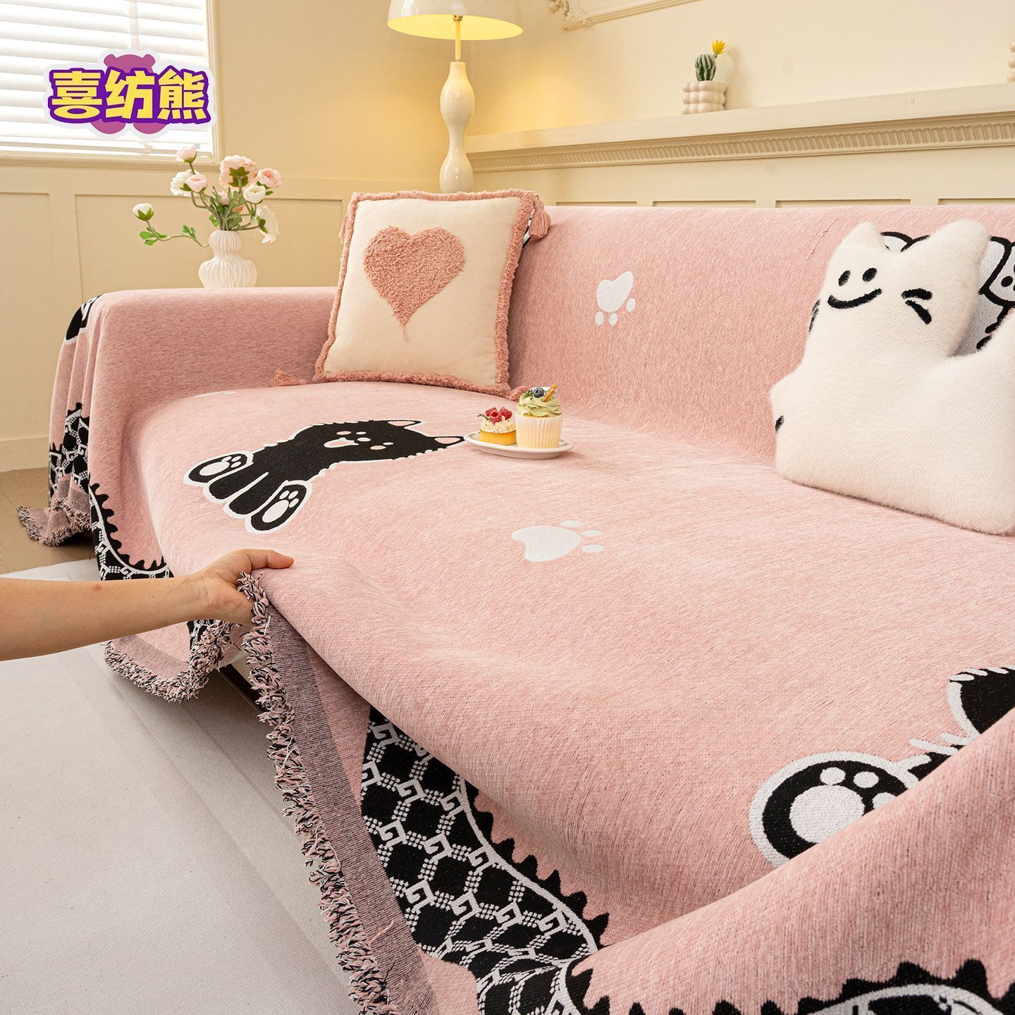 万能沙发盖布一片式全包防猫抓四季通用防滑田园风沙发巾沙发垫巾