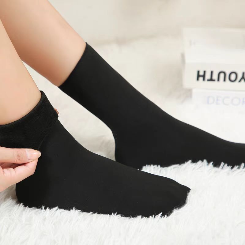 冬季加绒保暖雪天保暖加厚防寒中筒男女雪地袜地板袜绒袜抗寒