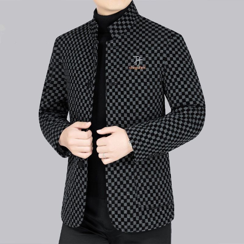 高档毛呢外套男2025新款翻领休闲夹克秋冬商务呢子上衣加绒加厚潮