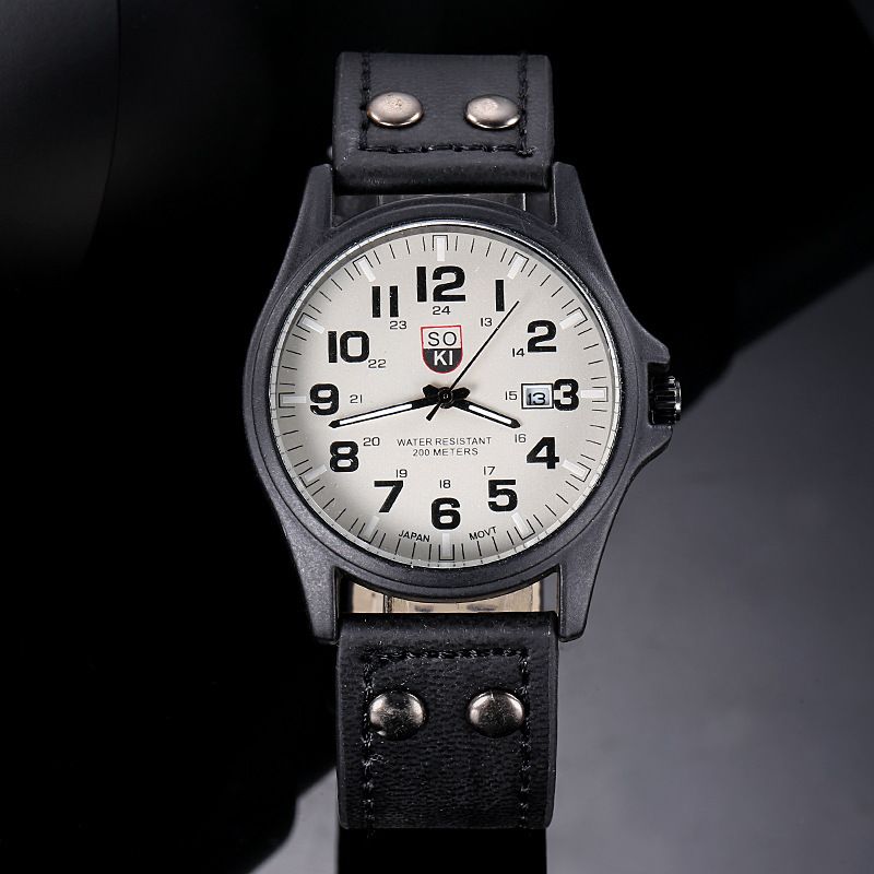 Men's Quartz Watch With Luminous Display And Calendar Canvas Strap_voghion.com