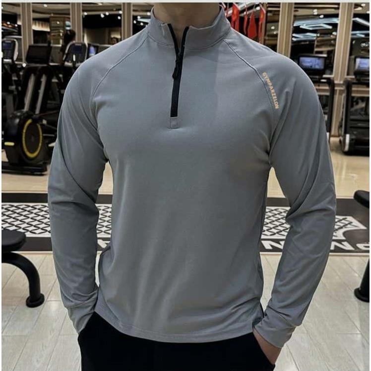 Spring And Autumn Soft Shell Half-Zip Slim Fit Casual Fashionable Shaping Fitness High-Elasticity Long Sleeve T-Shirt_voghion.com