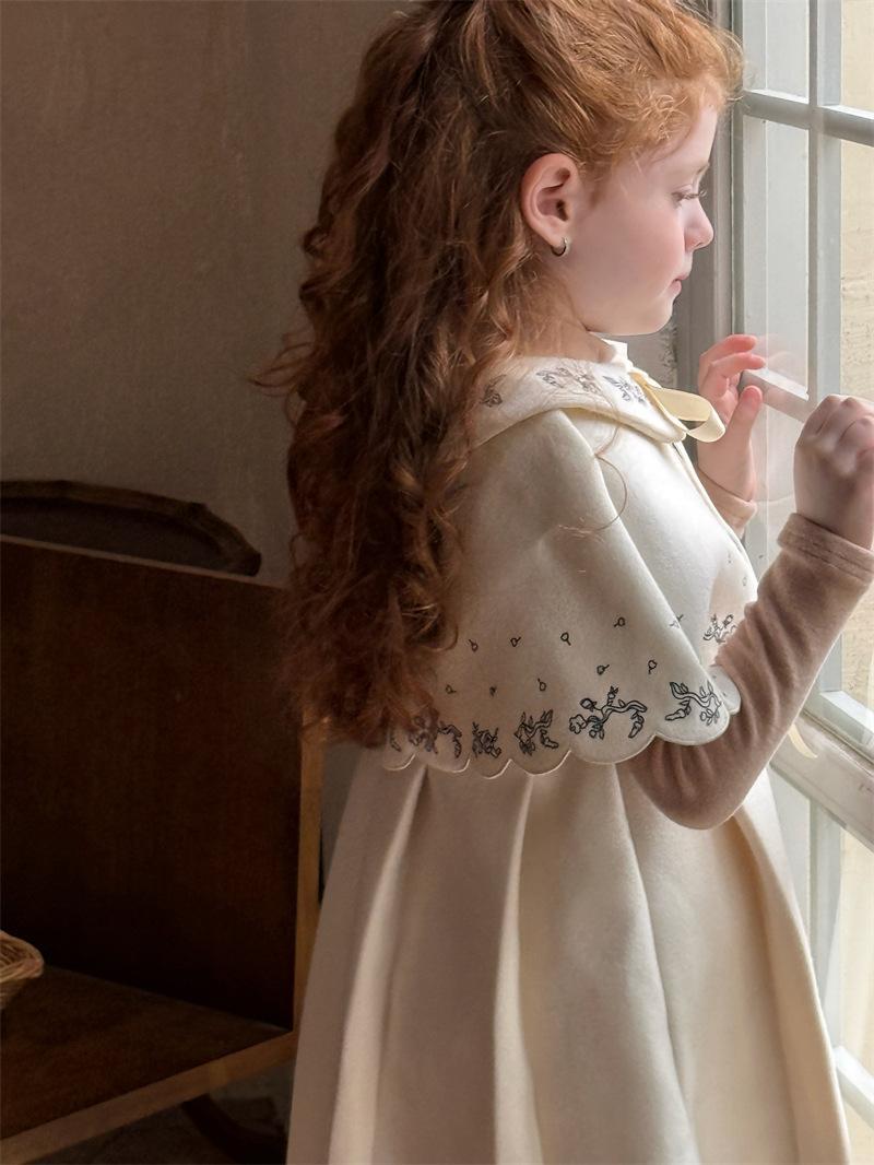 Flickor fleece prinsessklänning med dockkrage för vintern_voghion.com