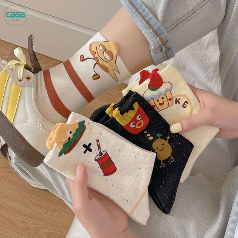 佳适(爆款冲量15双)袜子女卡通日系中筒袜百搭运动学生防臭袜