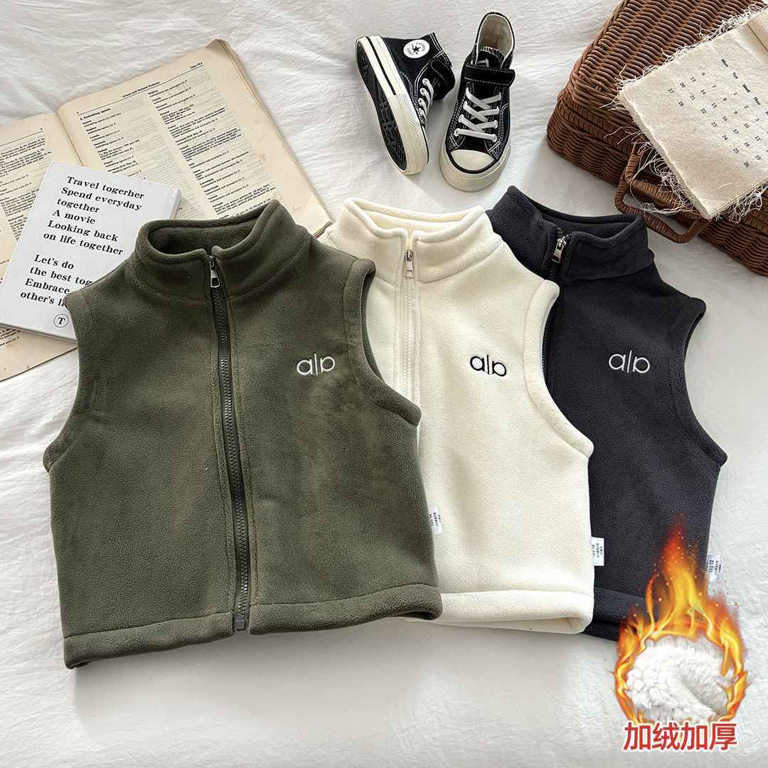 【亲子马甲】儿童冬季加绒加厚马甲内胆保暖洋气刺绣中大童拉链衫【5天内发货】