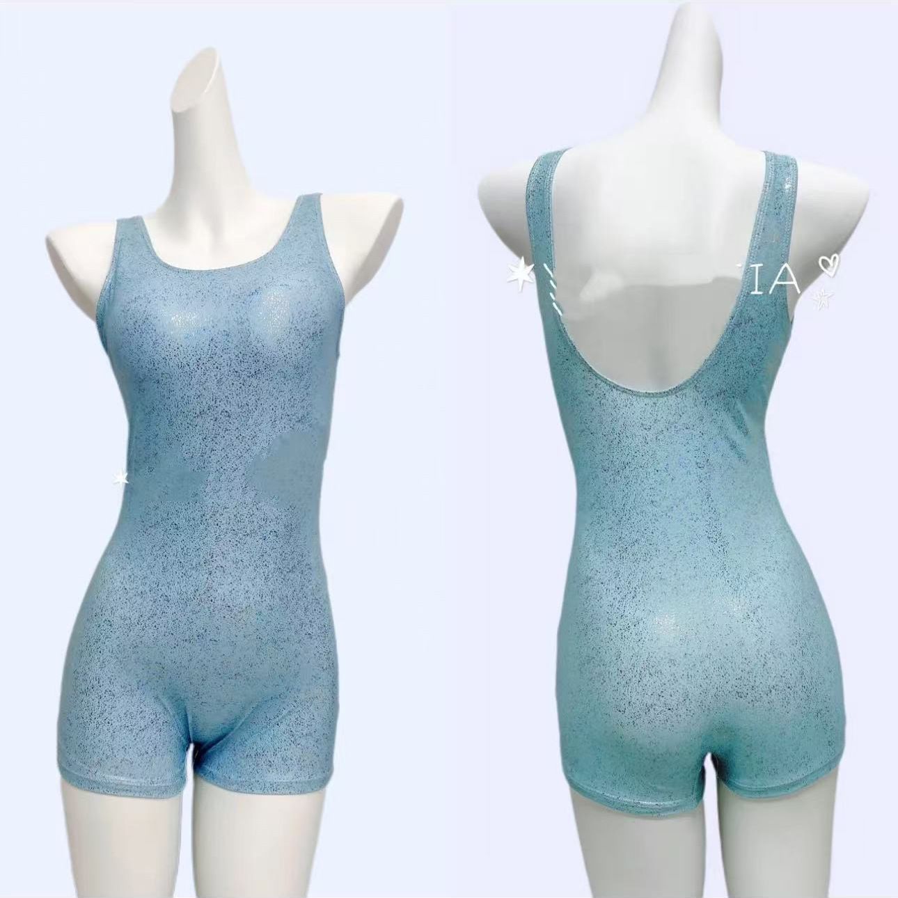 【薄荷绿平角】新款泳衣女高级感连体专业竞速露背保守女孩游泳衣