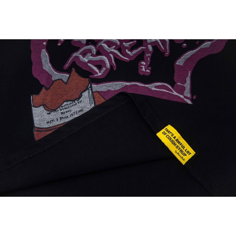 Graphic Letter Print Short Sleeve T Shirt Men Loose Crew Neck Casual Tee Hip Hop Streetwear Black Cotton Top Front Back Double Sided Printed T-shirt_viptrois.com