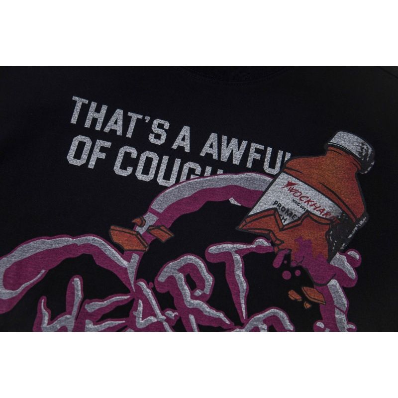 Graphic Letter Print Short Sleeve T Shirt Men Loose Crew Neck Casual Tee Hip Hop Streetwear Black Cotton Top Front Back Double Sided Printed T-shirt_viptrois.com