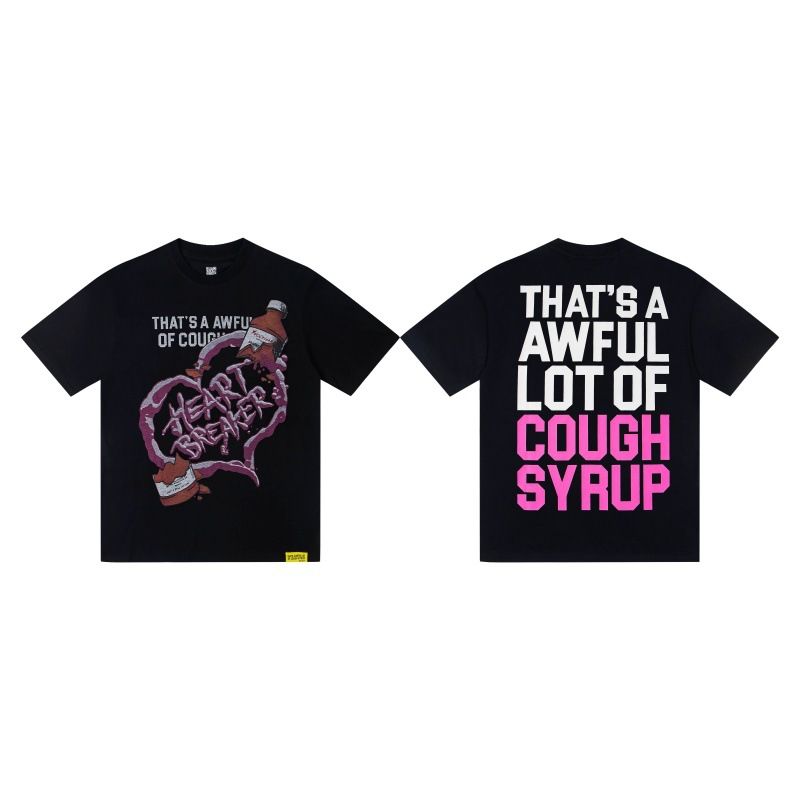 Graphic Letter Print Short Sleeve T Shirt Men Loose Crew Neck Casual Tee Hip Hop Streetwear Black Cotton Top Front Back Double Sided Printed T-shirt_viptrois.com