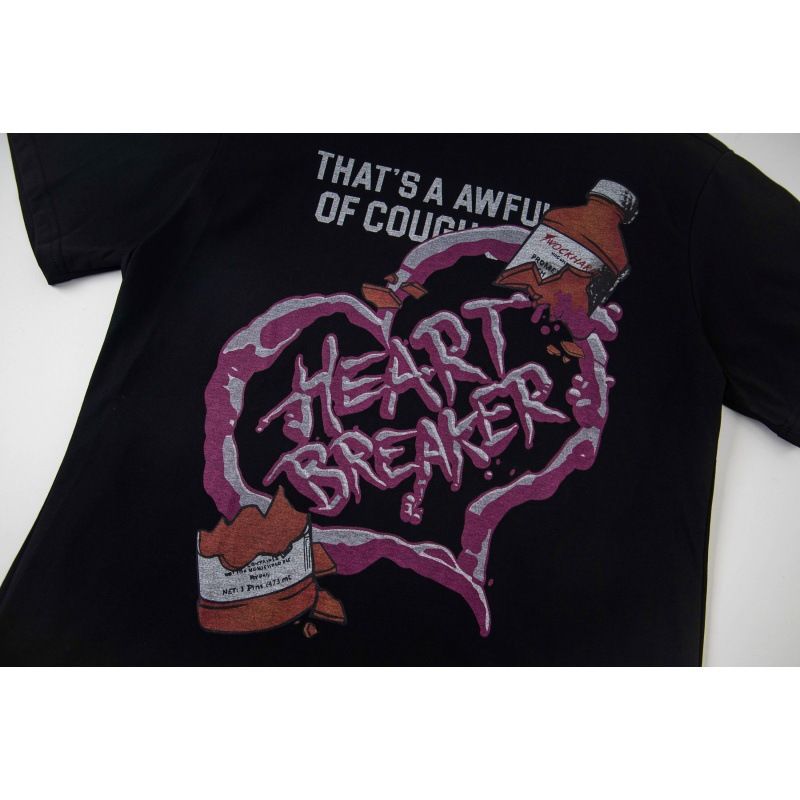 Graphic Letter Print Short Sleeve T Shirt Men Loose Crew Neck Casual Tee Hip Hop Streetwear Black Cotton Top Front Back Double Sided Printed T-shirt_viptrois.com