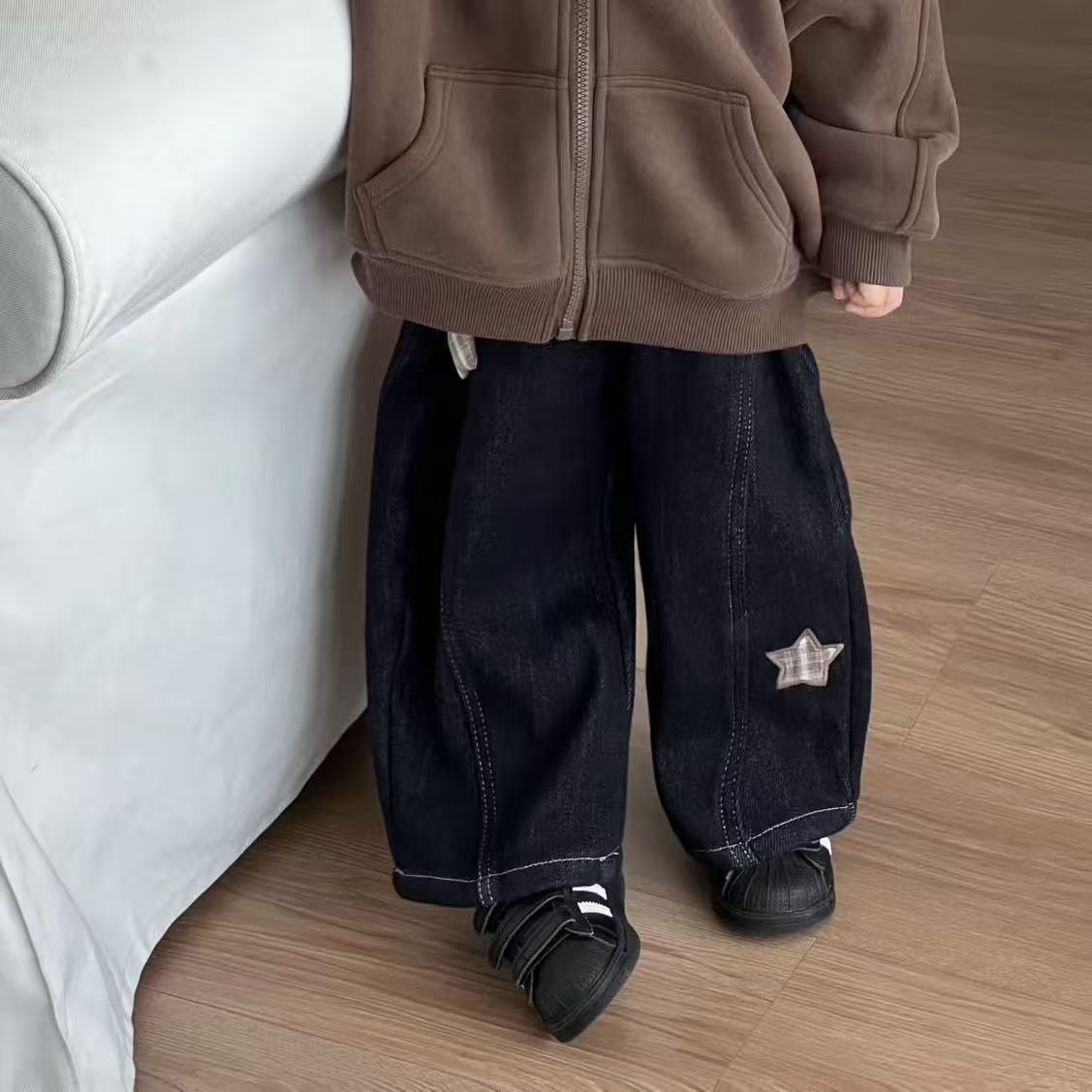 小星星牛仔裤弯刀软糯韩系超赞2025加绒牛仔裤儿童韩版秋冬超好穿【10天内发货】