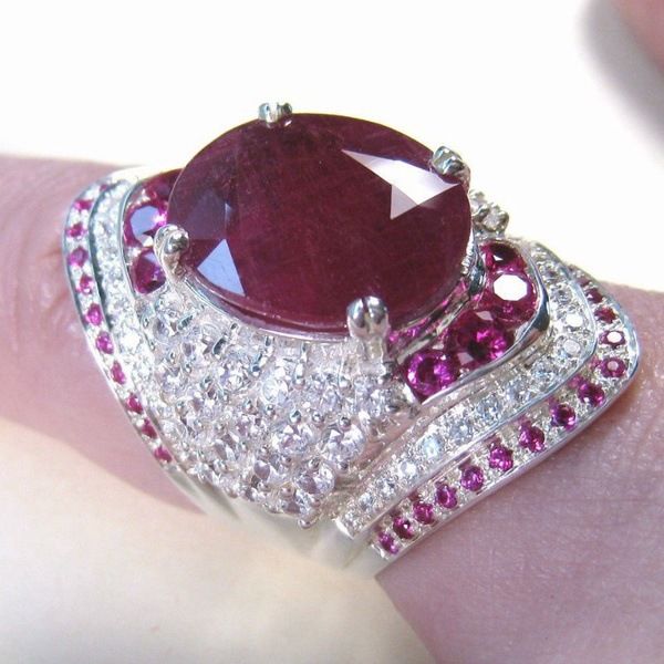 Verstellbarer Statement Ring Mit Rubinimitat Aus Silber_voghion.com