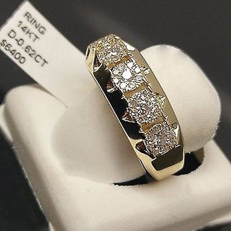Adjustable Size Closed Ring, Available In 14k Gold-plated With Simulated Diamond, European And American Fashion_voghion.com