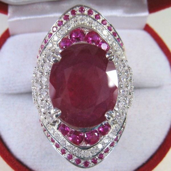 Verstellbarer Statement Ring Mit Rubinimitat Aus Silber_voghion.com