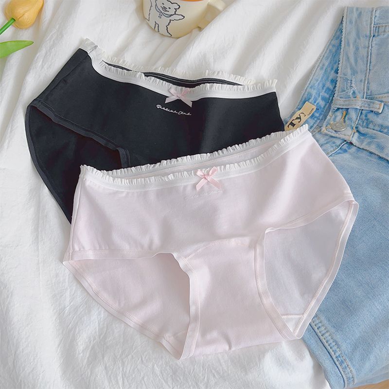 【猫人】纯棉少女内裤2025新款全棉抗菌档少女风中腰三角短裤头