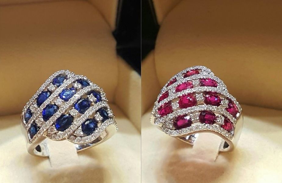 Elegant Blue Zircon Engagement Ring Set For Couples Rose Red_voghion.com