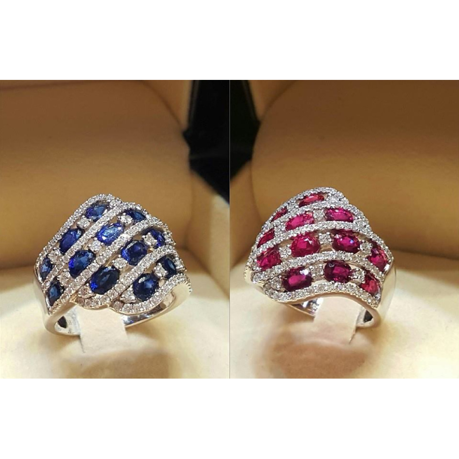 Elegant Blue Zircon Engagement Ring Set For Couples Rose Red_voghion.com