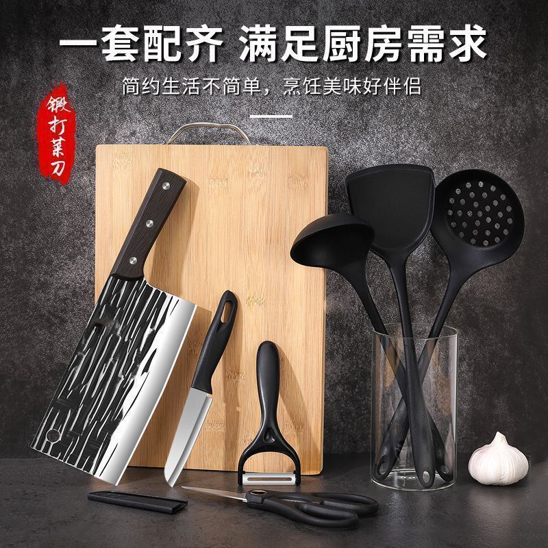 厨房手工锻打斩切两用切刀菜刀切肉切菜刀家用锋利厨师刃口切片