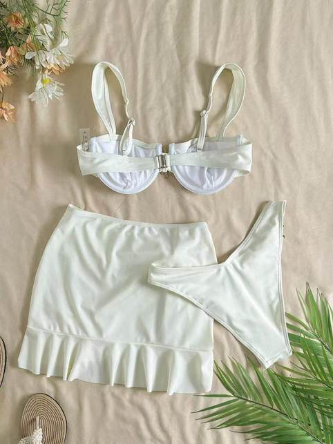 European And American Sexy New Solid Color Metallic Pentagram Two-piece Swimsuit Bikini Cross-border_ecoleips.com