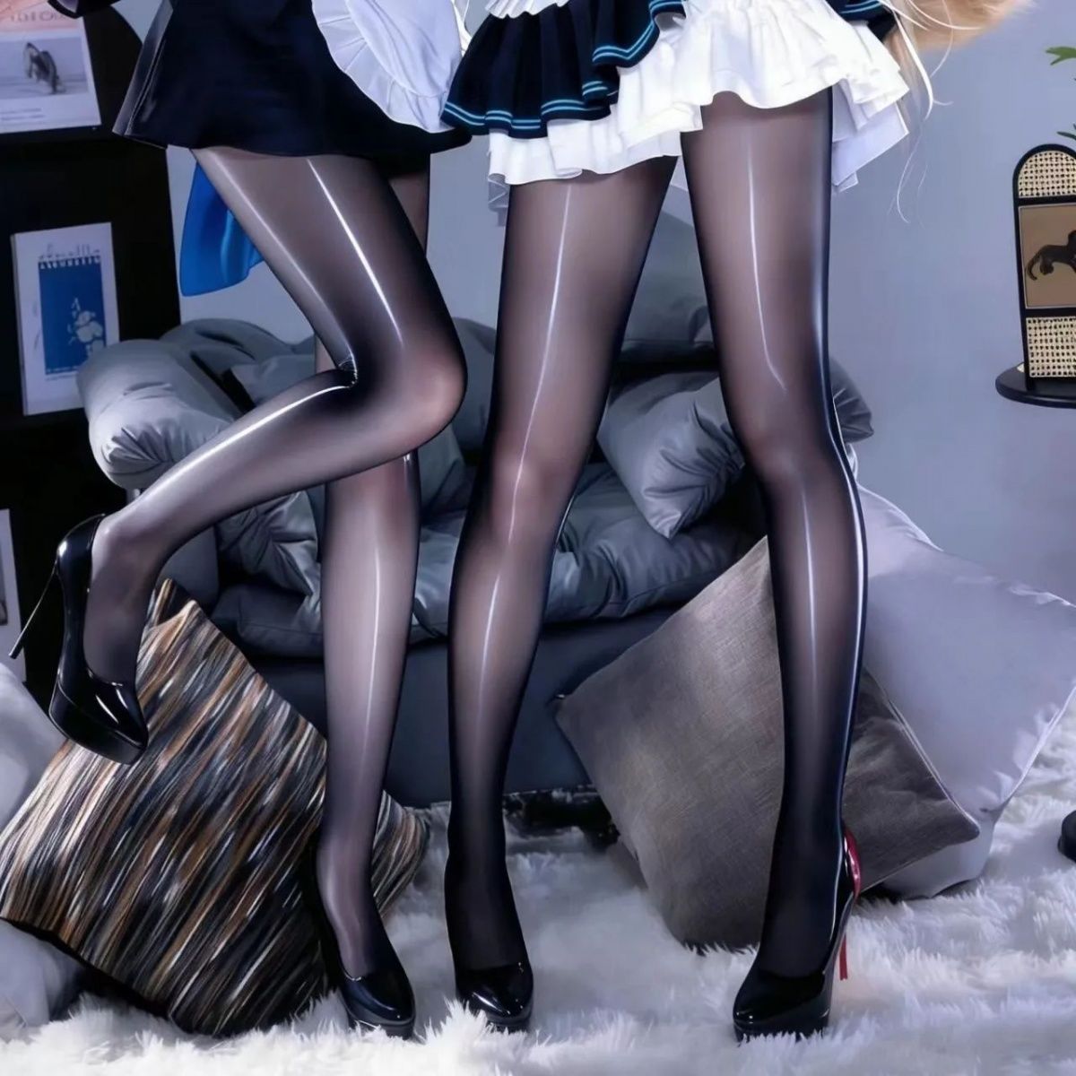 【912针160斤马油袜】网红薄款8D马油超丝滑油亮大码性感运动袜