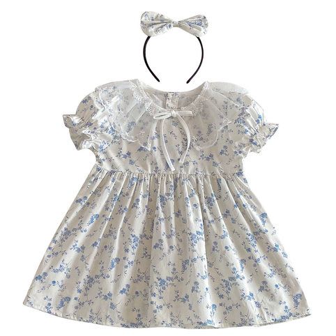 Mädchen Blumen Kleid Mit Spitzenbesatz Für Den Sommer_voghion.com