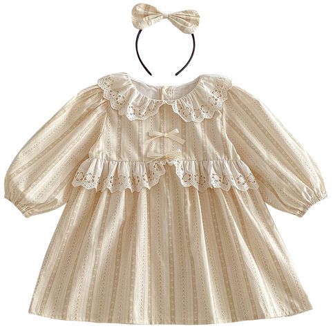 Robe printemps princesse à manches longues pour fille, coton_voghion.com