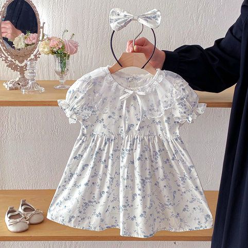Mädchen Blumen Kleid Mit Spitzenbesatz Für Den Sommer_voghion.com