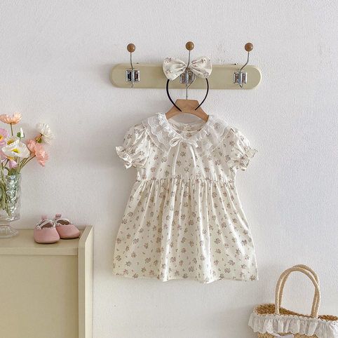 Casual Sommerkleid Mit Spitzenkragen Für Mädchen_voghion.com