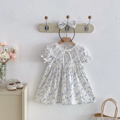 Mädchen Blumen Kleid Mit Spitzenbesatz Für Den Sommer_voghion.com