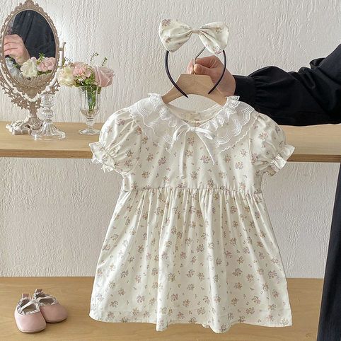 Casual Sommerkleid Mit Spitzenkragen Für Mädchen_voghion.com