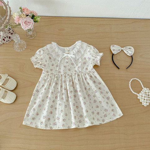 Casual Sommerkleid Mit Spitzenkragen Für Mädchen_voghion.com
