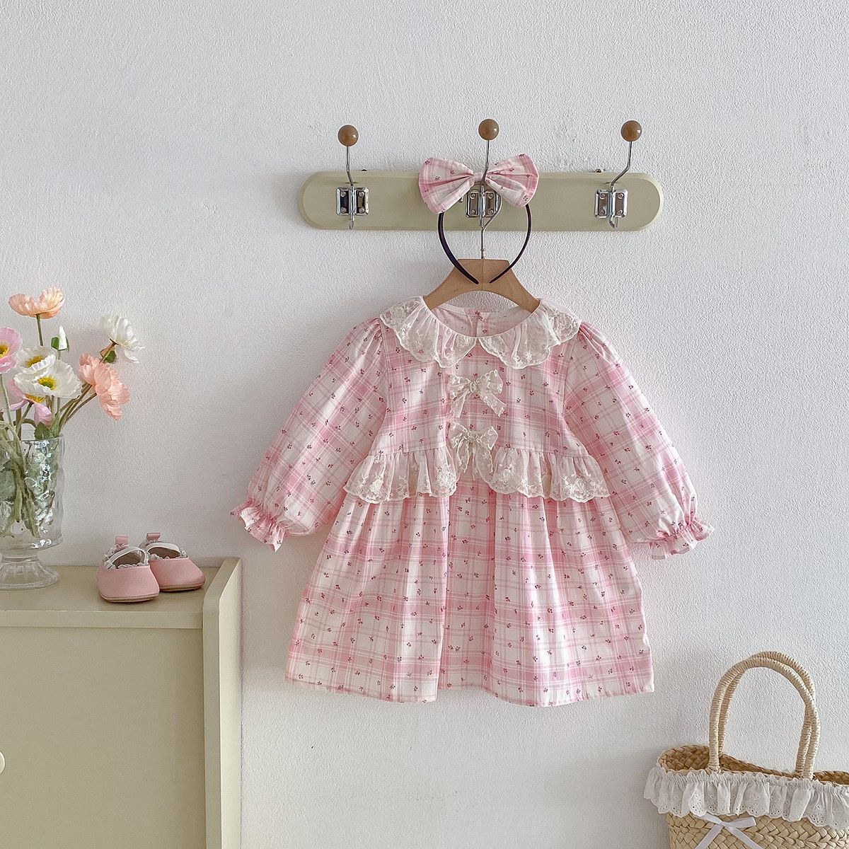 Vestido de princesa de primavera de manga larga para niña, de algodón puro para bebé con cuello de muñeca, ideal para Año Nuevo._voghion.com