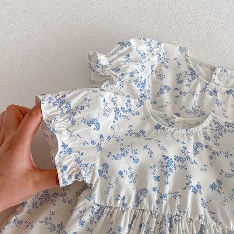 Mädchen Blumen Kleid Mit Spitzenbesatz Für Den Sommer_voghion.com
