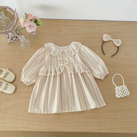 Robe printemps princesse à manches longues pour fille, coton_voghion.com