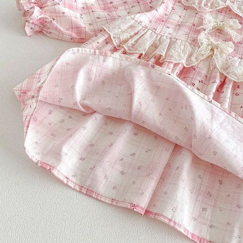Vestido de princesa a cuadros para bebé niña con cuello bobo_voghion.com