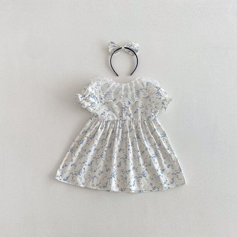 Mädchen Blumen Kleid Mit Spitzenbesatz Für Den Sommer_voghion.com